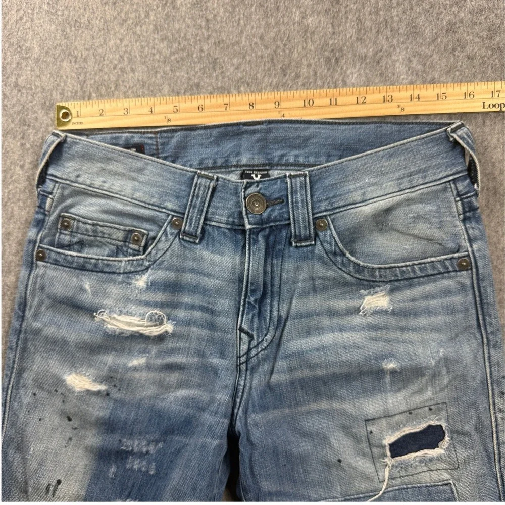 MEN TRUE RELIGION JEANS SIZE 31x33 GENO RELAXED SLIM GRAPHIC PATCHWORK